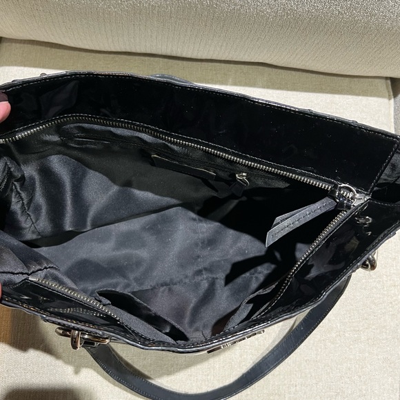 Coach Black Signature Patent Leather Embossed Tote Bag - Picture 6 of 13